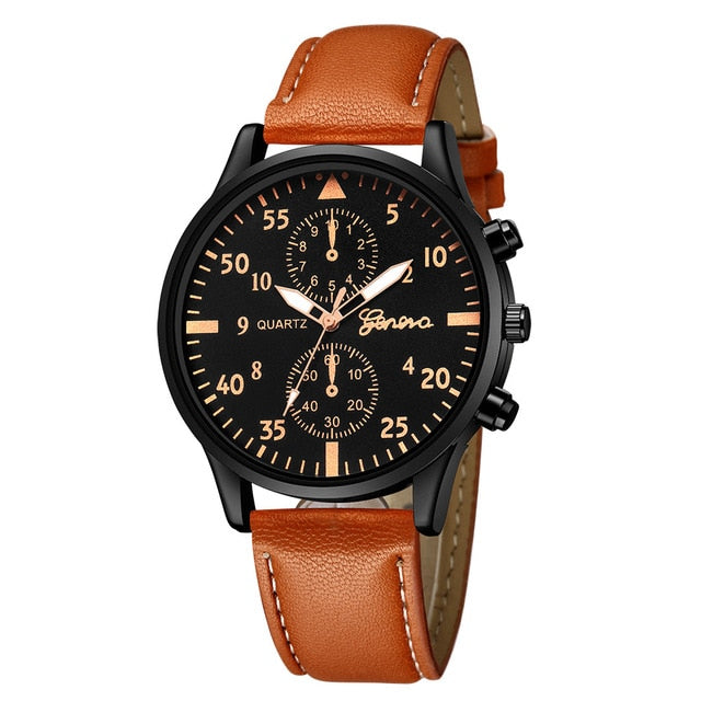 Geneva Luxury Mens' Watches Business Quartz Watch Sport Male Wrist Watch Waterproof Fashion Leather Belt Clock Relogio Masculino