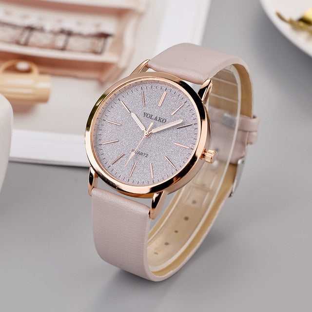 YOLAKO Fashion Elegant Women Luxurious Bracelet Women's Casual Quartz Leather Band Starry Sky Watch Analog Wrist Watch @5