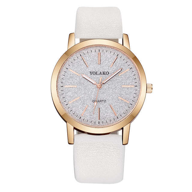 YOLAKO Fashion Elegant Women Luxurious Bracelet Women's Casual Quartz Leather Band Starry Sky Watch Analog Wrist Watch @5