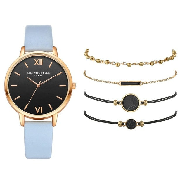 2020 Women's Quartz Leather Strap Watch Analog Wrist Bracelet  Watch Set Simple Women Watch Ladies Dress Bracelet reloj mujer
