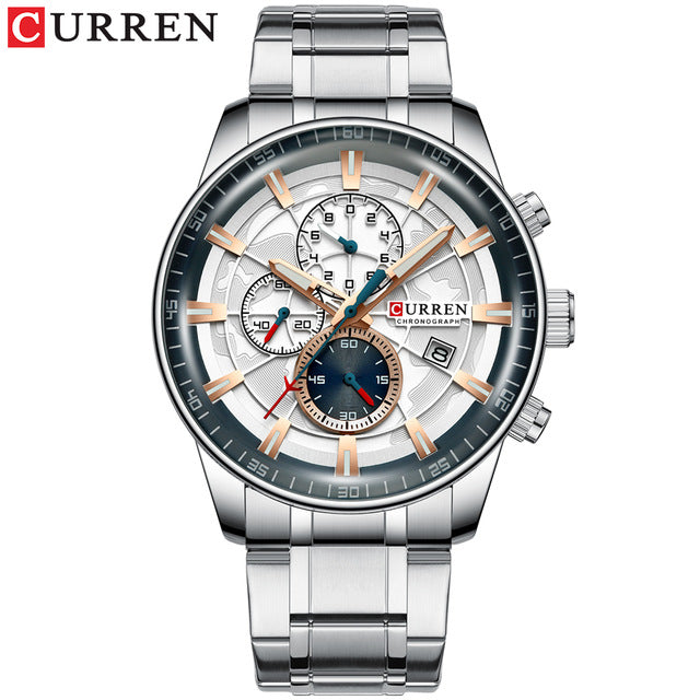 New CURREN Brand Men Watches Chronograph Quartz Watch Men Stainless Steel Waterproof Sports Clock Watches Business reloj hombre