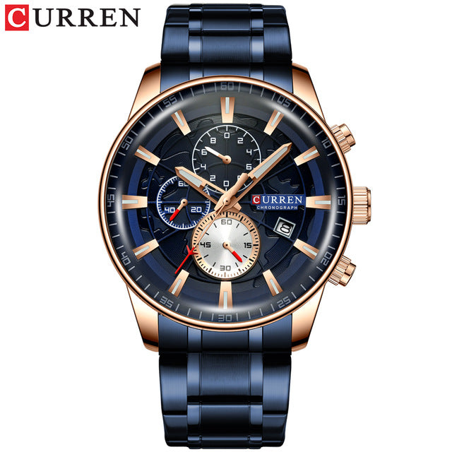 New CURREN Brand Men Watches Chronograph Quartz Watch Men Stainless Steel Waterproof Sports Clock Watches Business reloj hombre