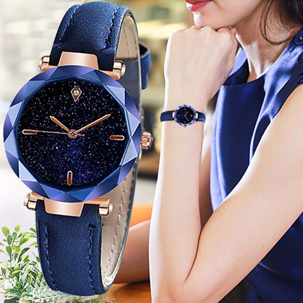 DUOBLA Luxury women watches Fashion quartz wristwatches Brand Women Watch Leather band geneva starry sky watch Dress Watches