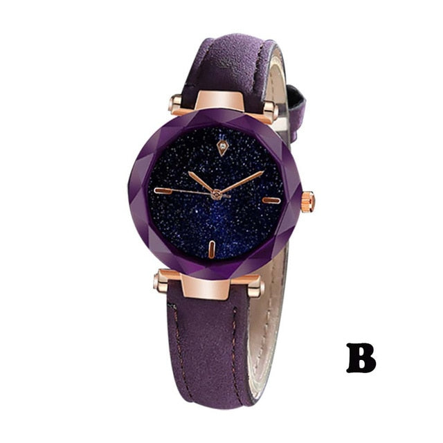 DUOBLA Luxury women watches Fashion quartz wristwatches Brand Women Watch Leather band geneva starry sky watch Dress Watches