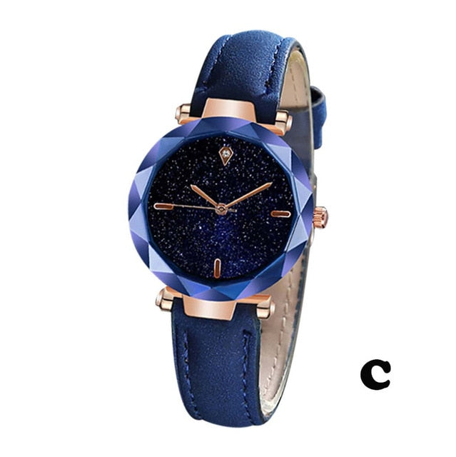 DUOBLA Luxury women watches Fashion quartz wristwatches Brand Women Watch Leather band geneva starry sky watch Dress Watches
