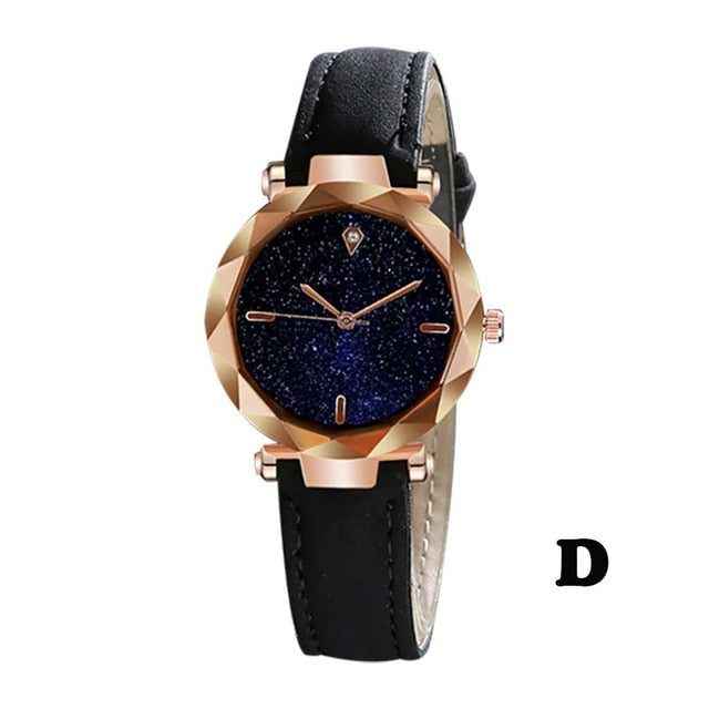 DUOBLA Luxury women watches Fashion quartz wristwatches Brand Women Watch Leather band geneva starry sky watch Dress Watches