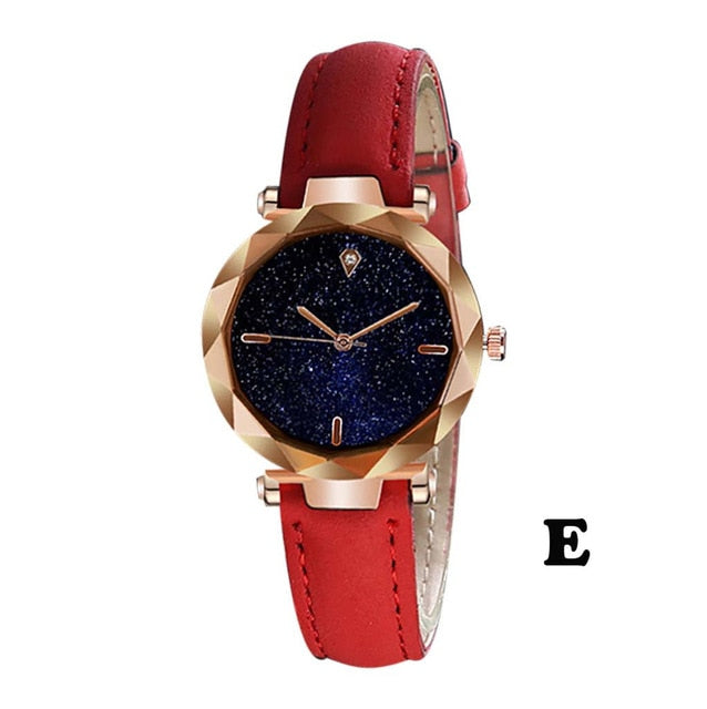 DUOBLA Luxury women watches Fashion quartz wristwatches Brand Women Watch Leather band geneva starry sky watch Dress Watches