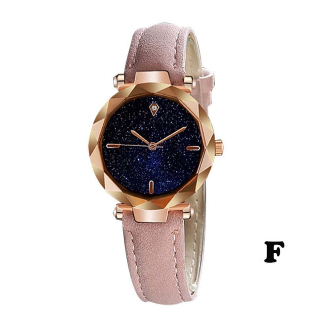 DUOBLA Luxury women watches Fashion quartz wristwatches Brand Women Watch Leather band geneva starry sky watch Dress Watches