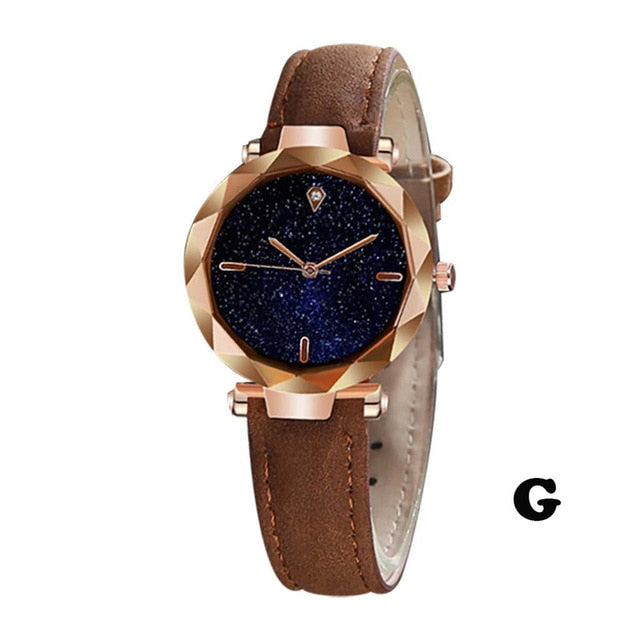 DUOBLA Luxury women watches Fashion quartz wristwatches Brand Women Watch Leather band geneva starry sky watch Dress Watches