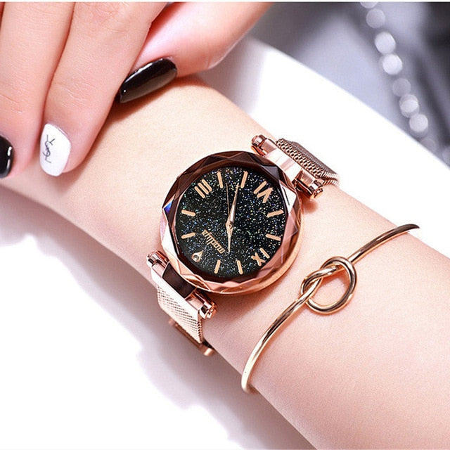Hot Luxury Women Watches Magnetic Starry Sky Female Clock Quartz Wristwatch Fashion Ladies Dress Bracelet Dropshipping