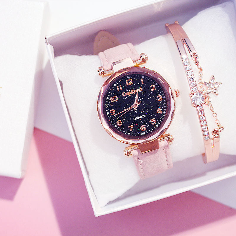 Women Bracelet Watches Fashion Casual Starry Sky Clock Leather Dress Ladies Watch Quartz Wristwatch reloj mujer relogio feminino