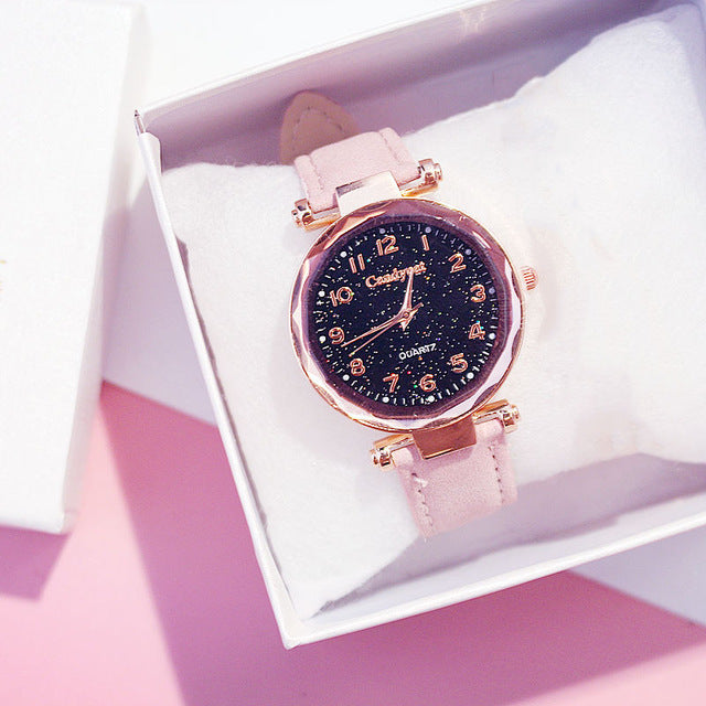 Women Bracelet Watches Fashion Casual Starry Sky Clock Leather Dress Ladies Watch Quartz Wristwatch reloj mujer relogio feminino