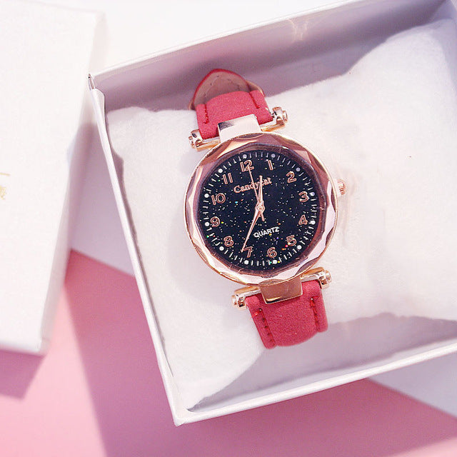 Women Bracelet Watches Fashion Casual Starry Sky Clock Leather Dress Ladies Watch Quartz Wristwatch reloj mujer relogio feminino