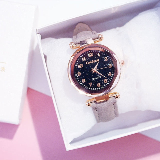 Women Bracelet Watches Fashion Casual Starry Sky Clock Leather Dress Ladies Watch Quartz Wristwatch reloj mujer relogio feminino