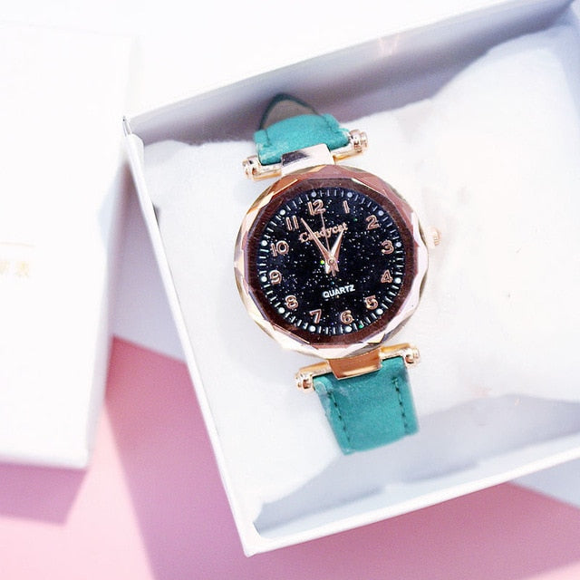 Women Bracelet Watches Fashion Casual Starry Sky Clock Leather Dress Ladies Watch Quartz Wristwatch reloj mujer relogio feminino