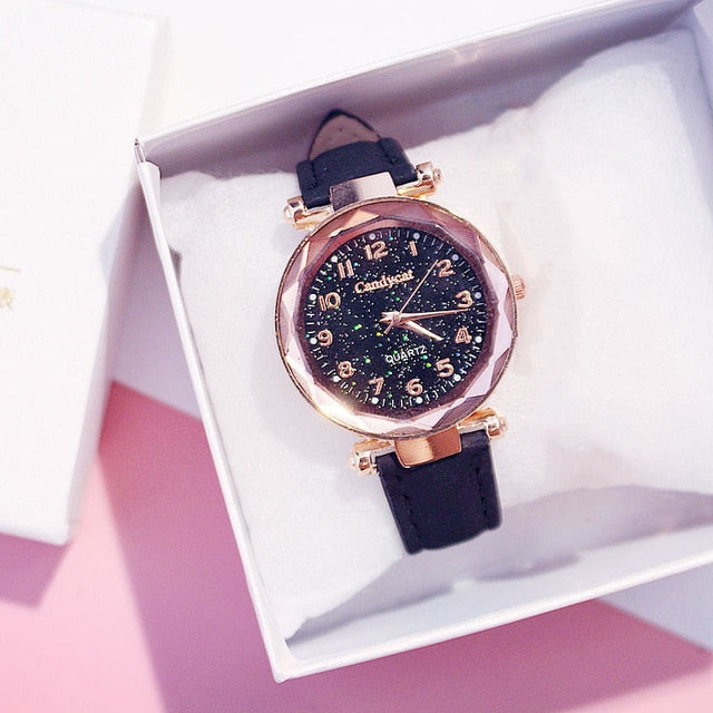 Women Bracelet Watches Fashion Casual Starry Sky Clock Leather Dress Ladies Watch Quartz Wristwatch reloj mujer relogio feminino