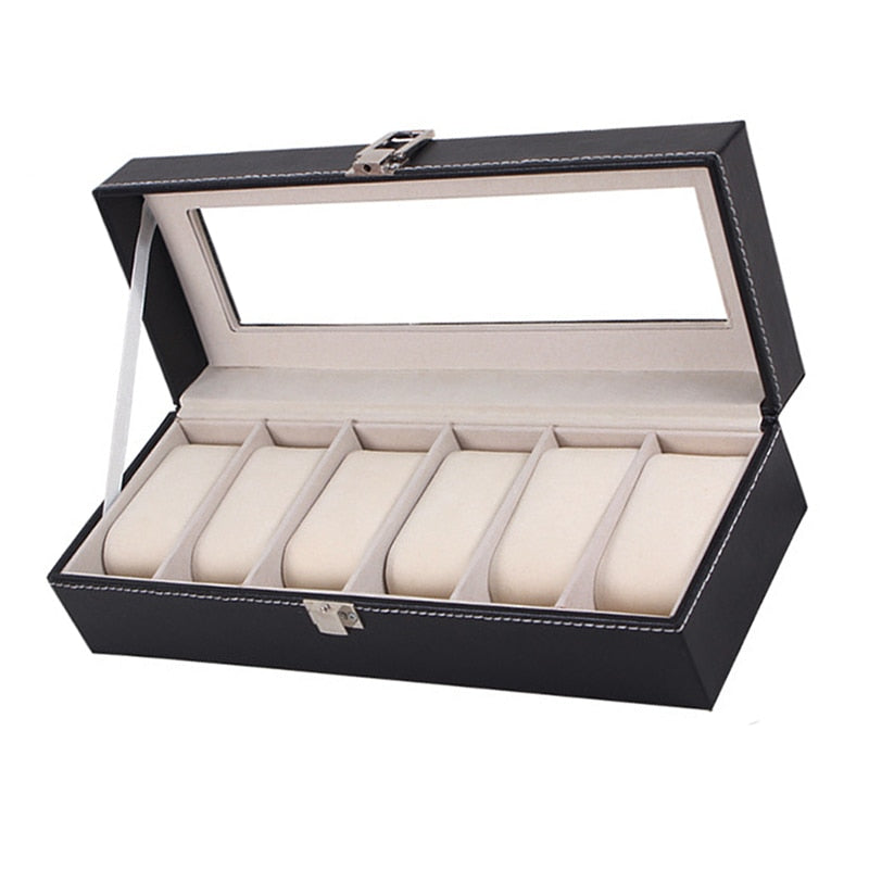 6 Wrist Watches Box Window Organizer Box for Save 6 Wrist Watches Case Boxes Jewelry Display Case Storage Holder
