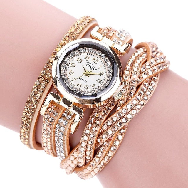 Fashion Women Watches Simple Romantic Crystal Gold Quartz Watch Bracelet Women's Wrist Watch Dress relogio feminino reloj mujer%