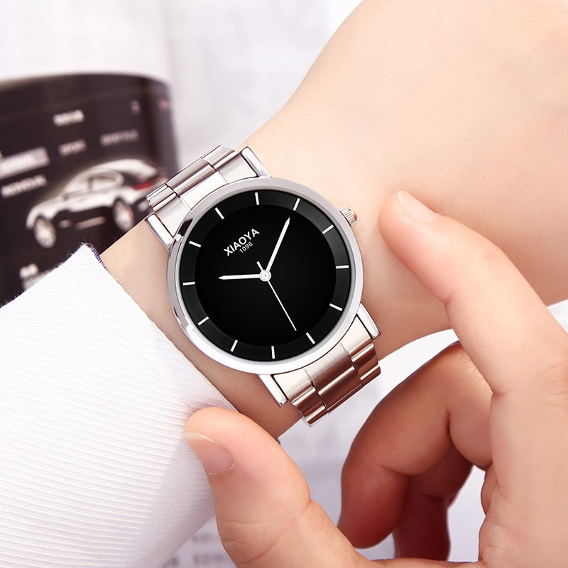 XIAOYA Mens Watches Top Brand Luxury Fashion Quartz Watch Men Stainless Steel Band Erkek Kol Saati Male Clock Relogio Masculino