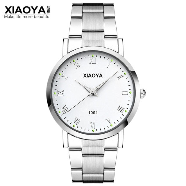 XIAOYA Mens Watches Top Brand Luxury Fashion Quartz Watch Men Stainless Steel Band Erkek Kol Saati Male Clock Relogio Masculino
