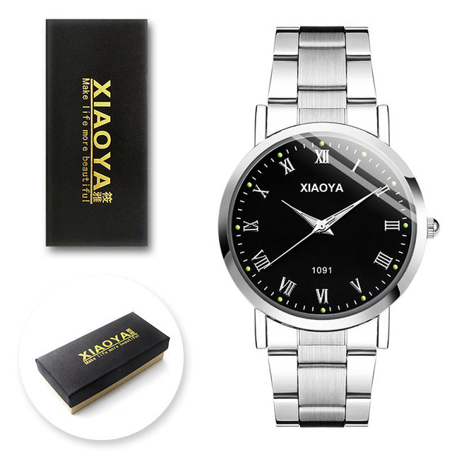 XIAOYA Mens Watches Top Brand Luxury Fashion Quartz Watch Men Stainless Steel Band Erkek Kol Saati Male Clock Relogio Masculino