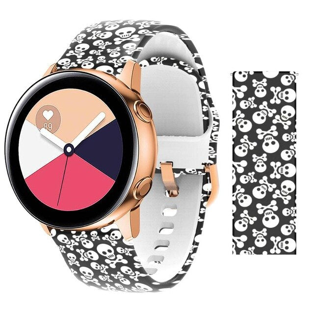 20mm strap for Samsung Galaxy Active Watch Band Soft Silicone Flower Printing Sport Soft belt Flower Printing Bracelet Strap