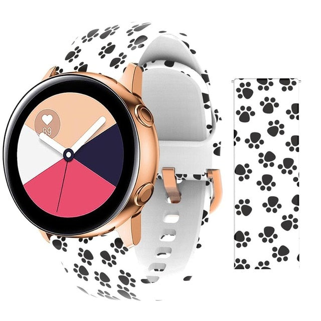 20mm strap for Samsung Galaxy Active Watch Band Soft Silicone Flower Printing Sport Soft belt Flower Printing Bracelet Strap