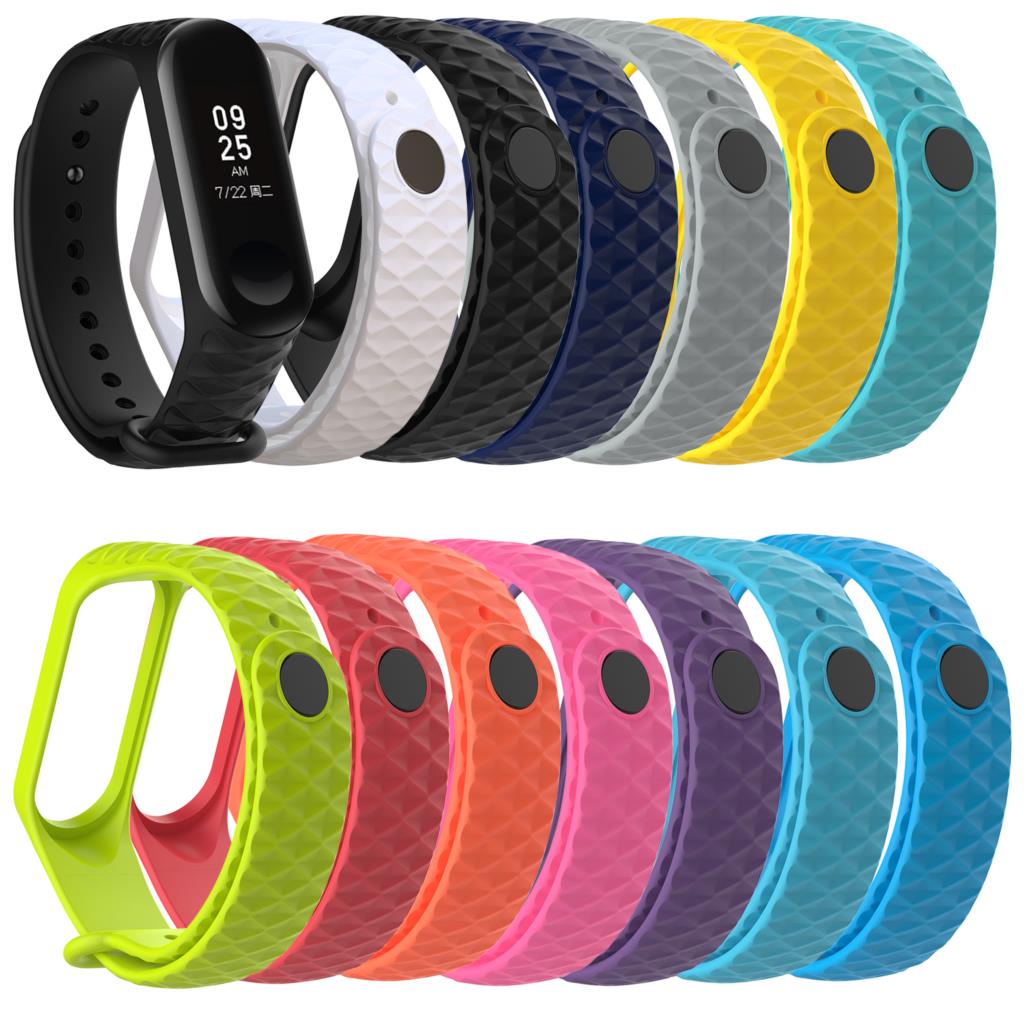 Rhombus Shape Health Sleep Watchband For Xiaomi Mi Band 3 Strap Bracelet Wrist Straps Replacement Multicolor To Choose For Gift