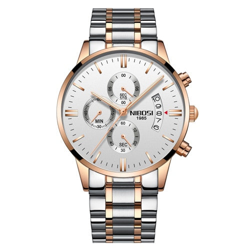 NIBOSI Mens Watches Luxury Top Brand Gold Watch Men Relogio Masculino Automatic Date Watch Quartz Luminous Calendar Wristwatch