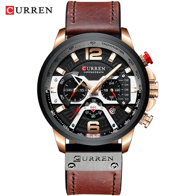 Wristwatch Mens CURREN 2019 Top Brand Luxury Sports Watch Men Fashion Leather Watches with Calendar for Men Black Male Clock