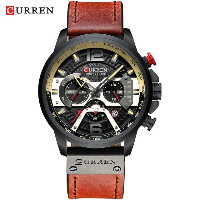 Wristwatch Mens CURREN 2019 Top Brand Luxury Sports Watch Men Fashion Leather Watches with Calendar for Men Black Male Clock
