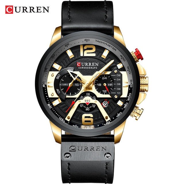 Wristwatch Mens CURREN 2019 Top Brand Luxury Sports Watch Men Fashion Leather Watches with Calendar for Men Black Male Clock