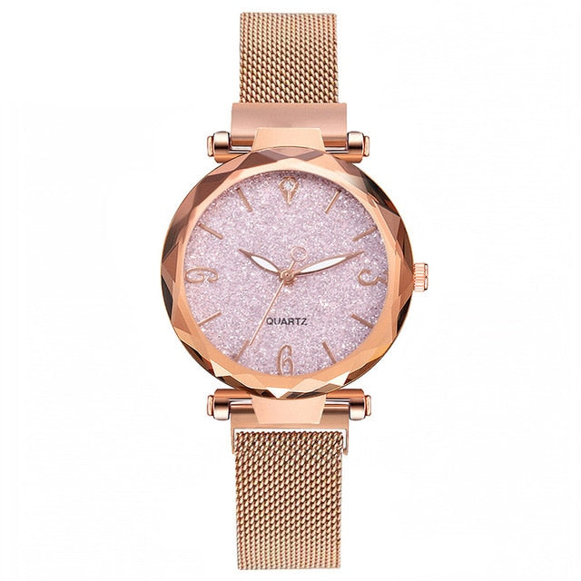 Rose Gold Women Watch 2019 Top Brand Luxury Magnetic Starry Sky Lady Wrist Watch Mesh Female Clock For Dropship relogio feminino