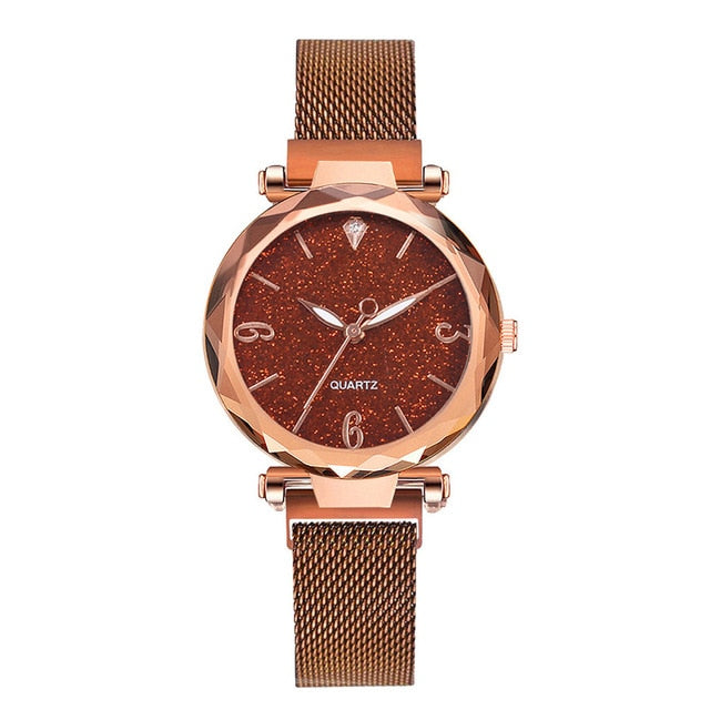 Rose Gold Women Watch 2019 Top Brand Luxury Magnetic Starry Sky Lady Wrist Watch Mesh Female Clock For Dropship relogio feminino