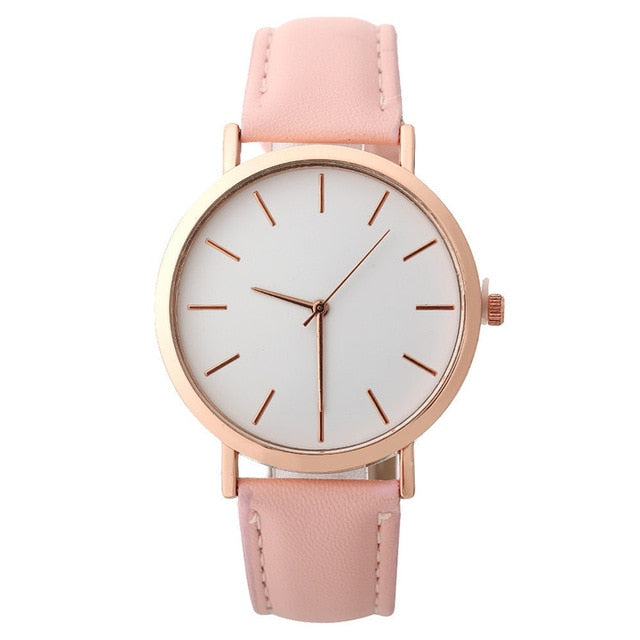 Women Watches Fashion Rose Gold Minimalism Simple Leather Band Quartz Analog Wrist Watch Luxury Ladies Casual Dress Clock #c