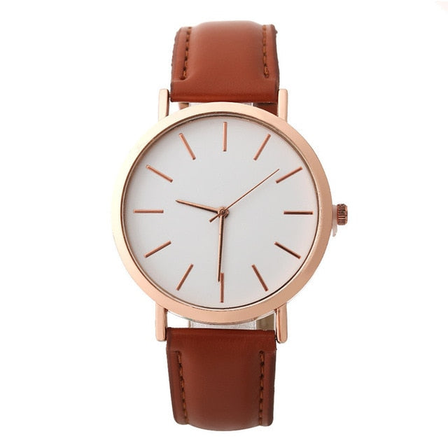 Women Watches Fashion Rose Gold Minimalism Simple Leather Band Quartz Analog Wrist Watch Luxury Ladies Casual Dress Clock #c