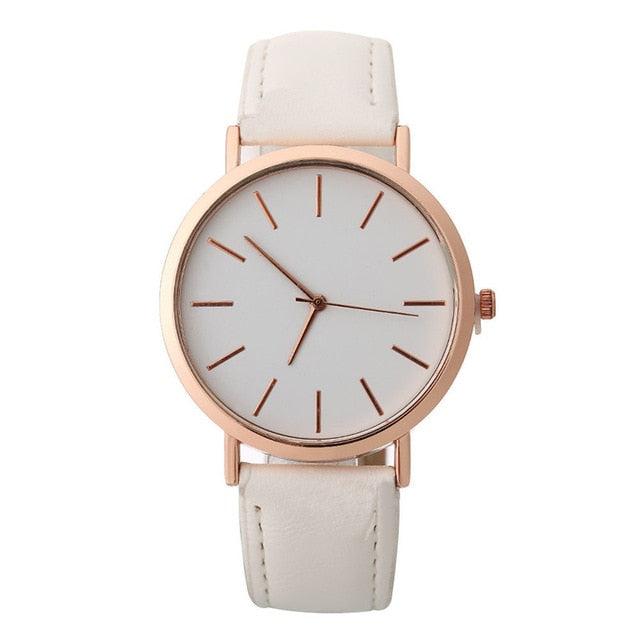 Women Watches Fashion Rose Gold Minimalism Simple Leather Band Quartz Analog Wrist Watch Luxury Ladies Casual Dress Clock #c
