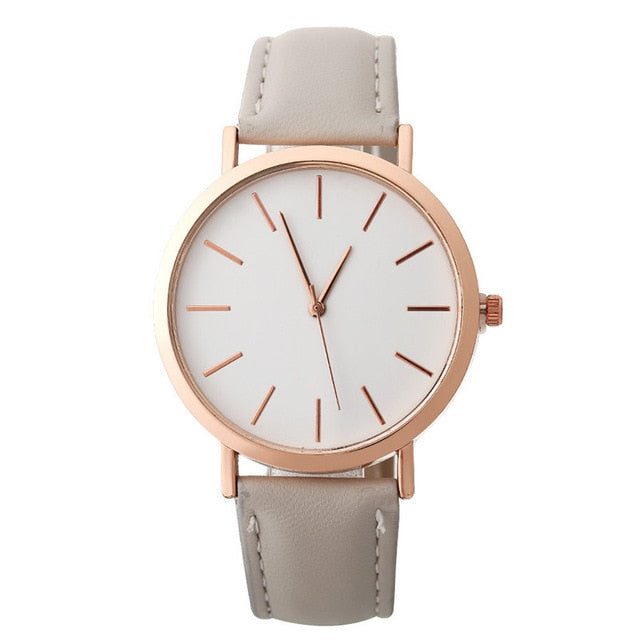 Women Watches Fashion Rose Gold Minimalism Simple Leather Band Quartz Analog Wrist Watch Luxury Ladies Casual Dress Clock #c