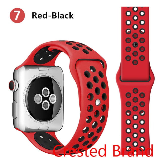 Silicone strap for Apple watch band 44 mm/40mm iWatch band 42mm/38mm Breathable Sport bracelet watchband For Apple watch 5 4 3 2