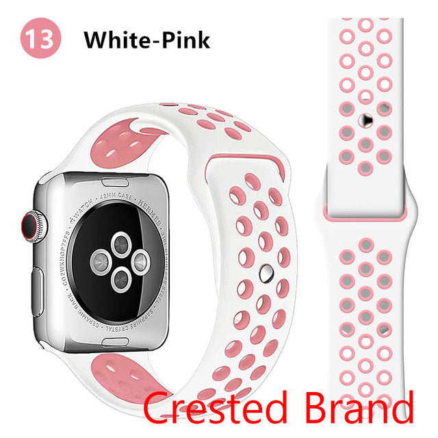 Silicone strap for Apple watch band 44 mm/40mm iWatch band 42mm/38mm Breathable Sport bracelet watchband For Apple watch 5 4 3 2
