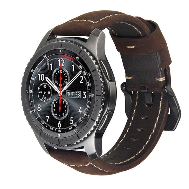 20mm 22mm Genuine Leather watch strap Band for Samsung Gear S3 S2 Galaxy 42/46mm active for Amazfit Stratos 2 2S bracelet bands